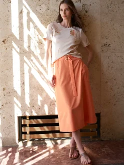 Pocketed Poplin A-Line Midi Skirt|Misook Discount