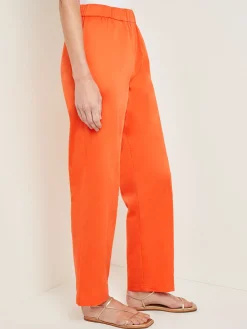Pull-On Straight Leg Pants - Cotton Blend|Misook Outlet