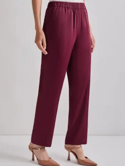 Pull-On Woven Straight Leg Pants|Misook Online
