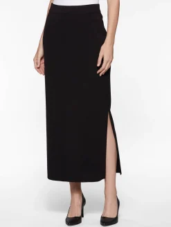 36" Straight Knit Skirt - Long Skirt with Slit ||Misook New