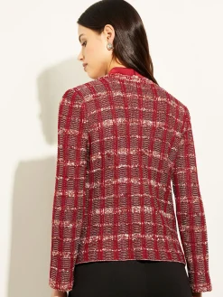 Red Plaid Jacket - Womens Tweed Jacket ||Misook Clearance