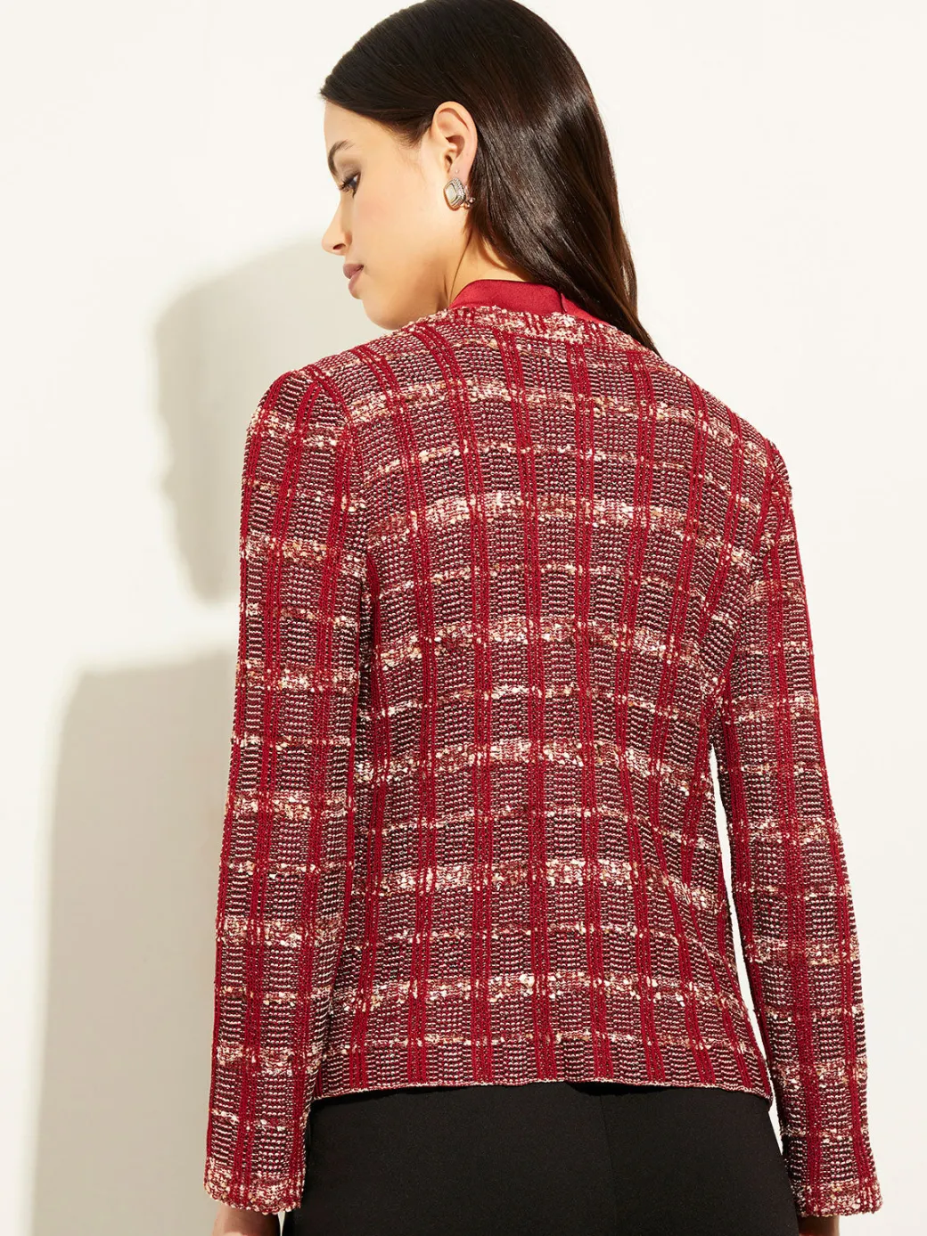Red Plaid Jacket - Womens Tweed Jacket ||Misook Clearance