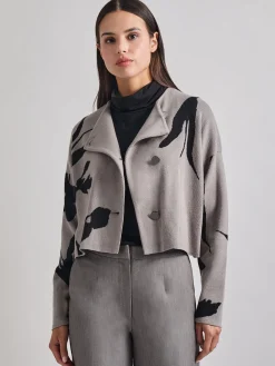 Relaxed Fit Abstract Floral Soft Knit Jacket|Misook Best