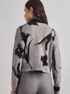 Relaxed Fit Abstract Floral Soft Knit Jacket|Misook Best