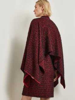 Relaxed Fit Two-Tone Eyelash Knit Poncho|Misook Sale