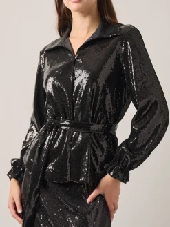 Sequin Novelty Woven Blouse|Misook Discount