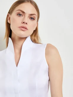 Sleeveless Stretch Cotton Blouse|Misook Fashion