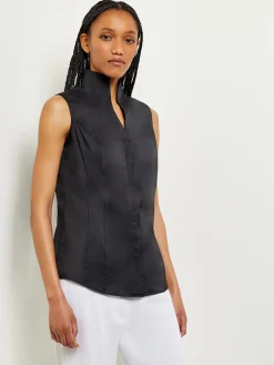 Sleeveless Stretch Cotton Blouse|Misook Hot