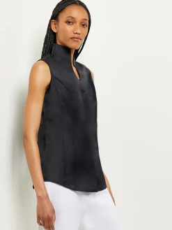 Sleeveless Stretch Cotton Blouse|Misook Hot