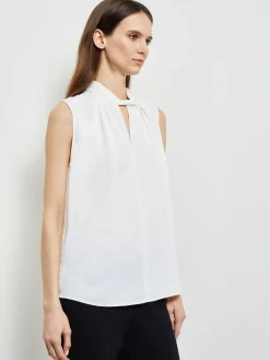 Sleeveless Twist Neck Crepe De Chine Blouse|Misook New