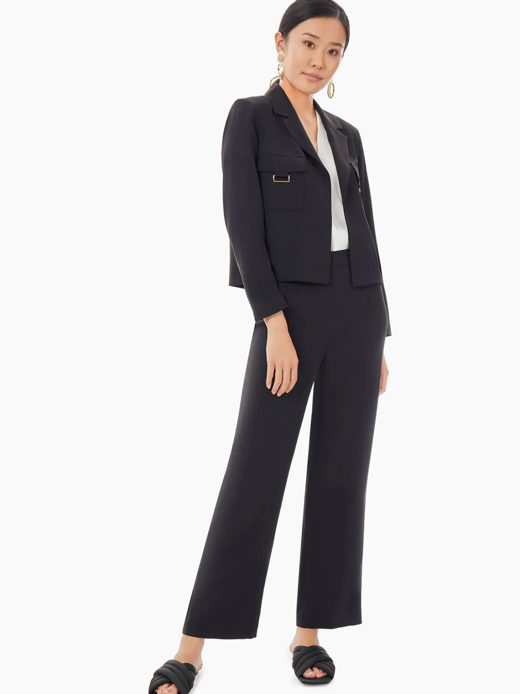 Soft Crepe Cropped Blazer|Misook Discount