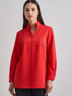 Soutache Detail Tonal Stretch Crepe Tunic|Misook New