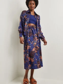 Structured Corset Laced Printed Woven Jacket|Misook Best