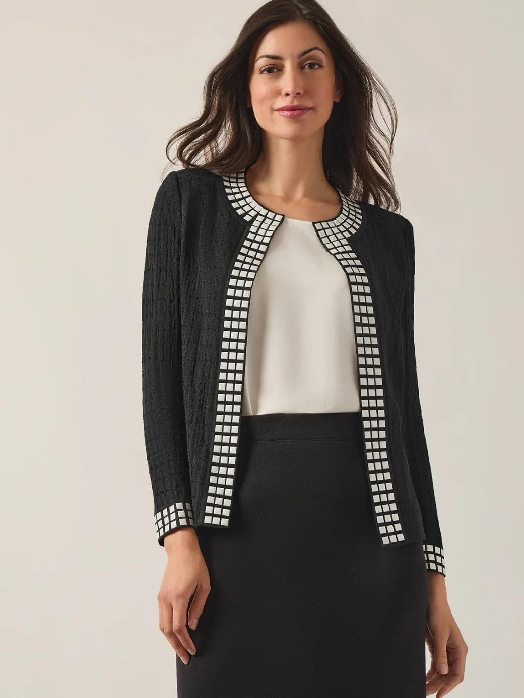 Studded Open Neck Jacket|Misook Outlet
