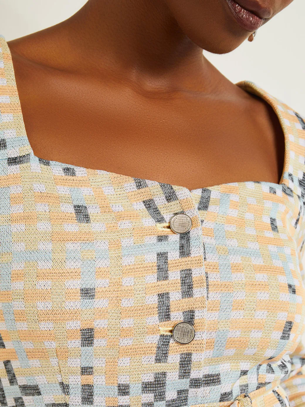 Sweetheart Neck Modern Fit Jacket - Plaid Jacquard Knit|Misook Hot