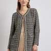 Tailored Fit Contrast Trim Tweed Knit Jacket|Misook Online