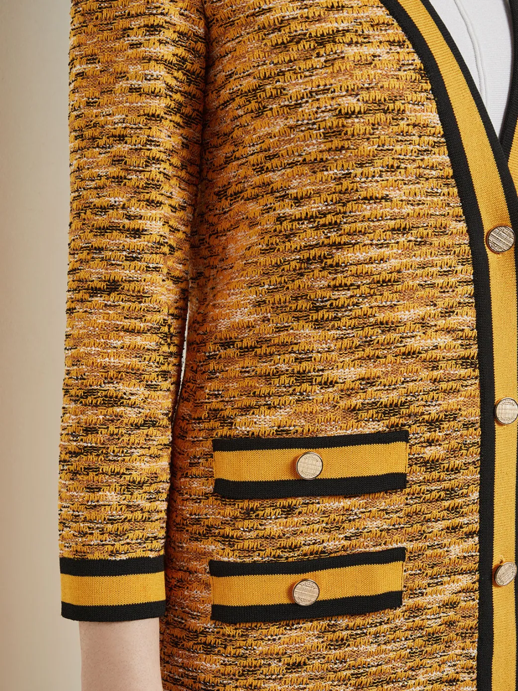 Tailored Fit Jacket - Contrast Trim Tweed Knit|Misook Fashion