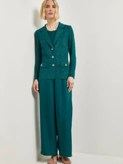 Tailored Fit Jacket - Detailed Jacquard Knit|Misook New