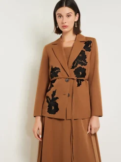 Tailored Fit Jacket - Embroidered Woven Twill|Misook Clearance