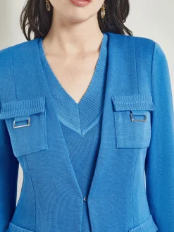 Tailored Fit Jacket - Ribbed Detail Flat Knit|Misook Best