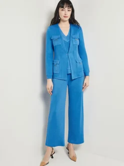 Tailored Fit Jacket - Ribbed Detail Flat Knit|Misook Best