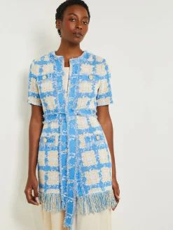 Tailored Fit Jacket - Windowpane Tweed Knit|Misook Fashion