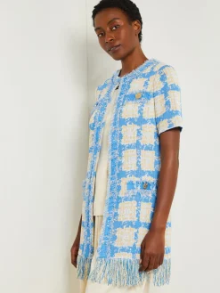 Tailored Fit Jacket - Windowpane Tweed Knit|Misook Fashion