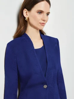 Tailored Fit One-Button Jacquard Knit Jacket|Misook Outlet