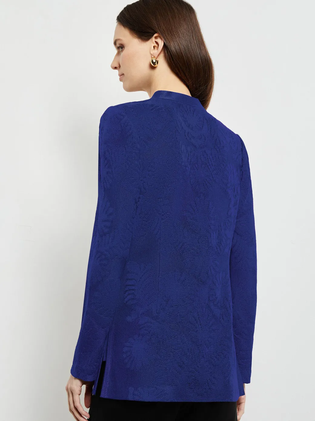 Tailored Fit One-Button Jacquard Knit Jacket|Misook Outlet
