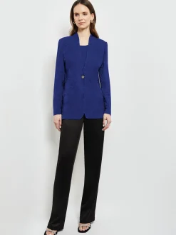 Tailored Fit One-Button Jacquard Knit Jacket|Misook Outlet