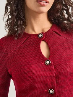 Tailored Fit Two-Toned Cutout Knit Jacket|Misook Outlet