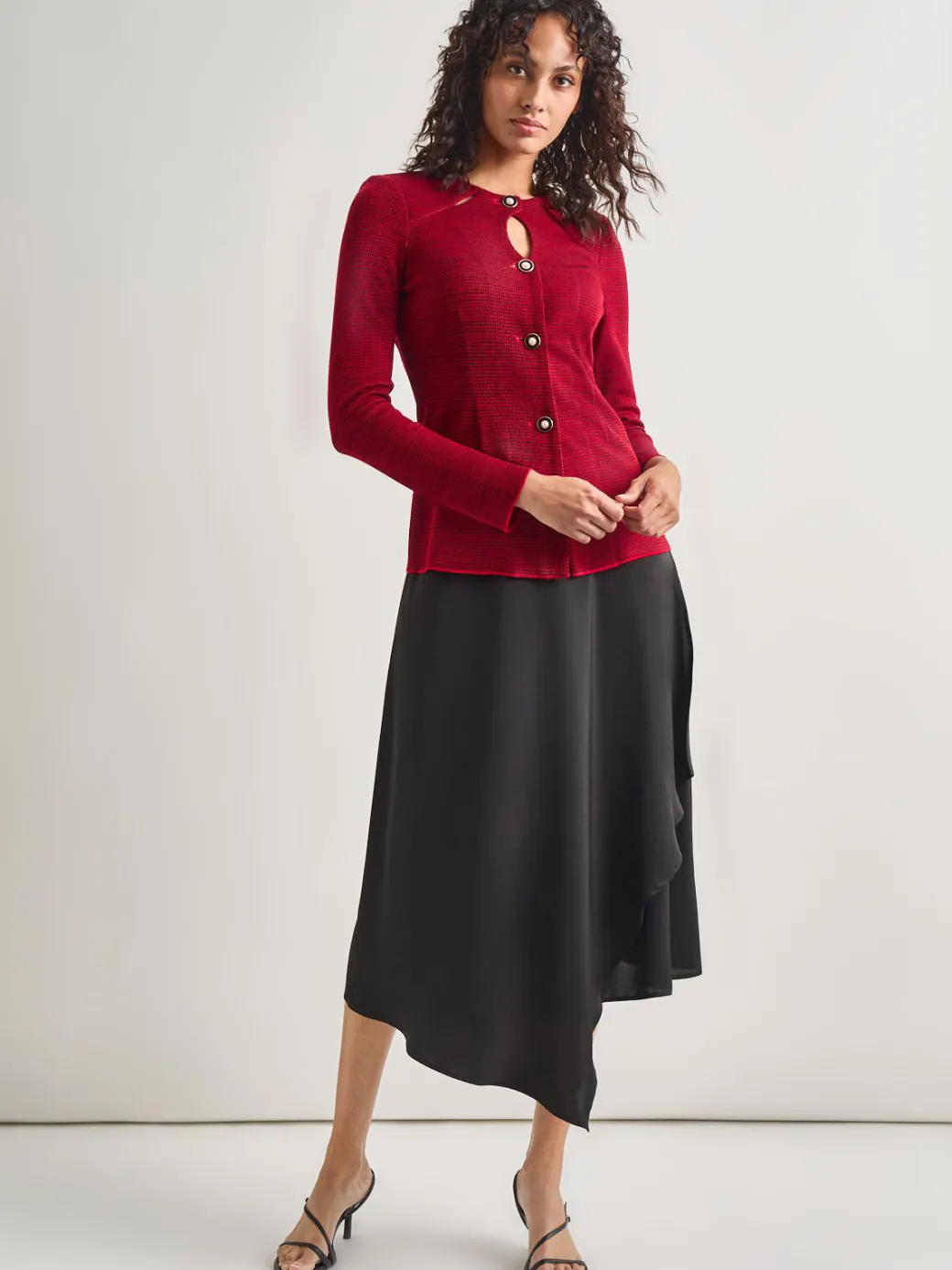 Tailored Fit Two-Toned Cutout Knit Jacket|Misook Outlet