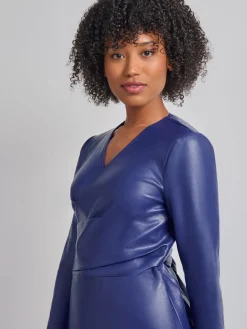 Tailored Fit Vegan Leather Tie Back Jacket|Misook Sale