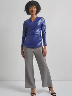 Tailored Fit Vegan Leather Tie Back Jacket|Misook Sale