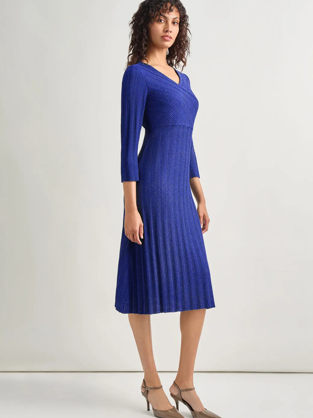 Textural Stripe Knit Midi Dress|Misook Discount