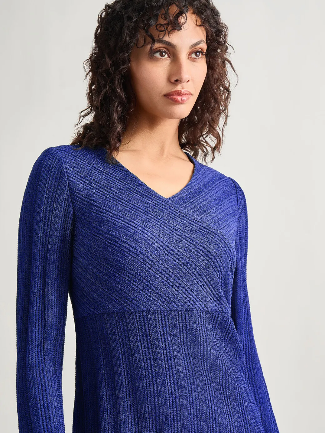 Textural Stripe Knit Midi Dress|Misook Discount