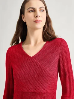 Textural Stripe Knit Midi Dress|Misook Online