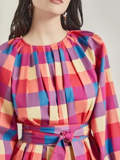 Tie Waist Blouse - Plaid Cotton Blend|Misook Hot