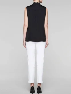 Tie-Neck Crepe de Chine Blouse|Misook Clearance