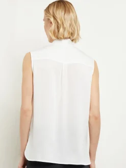 Tie-Neck Crepe de Chine Blouse|Misook Outlet