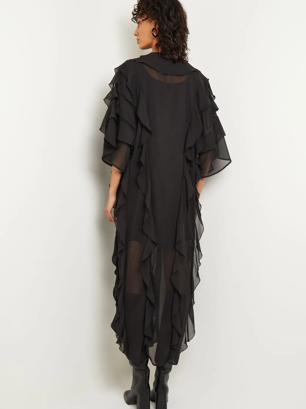 Tiered Ruffle Woven Chiffon Maxi Dress|Misook Hot