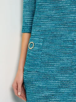 Tweed Knit Shift Dress with Pockets|Misook Online