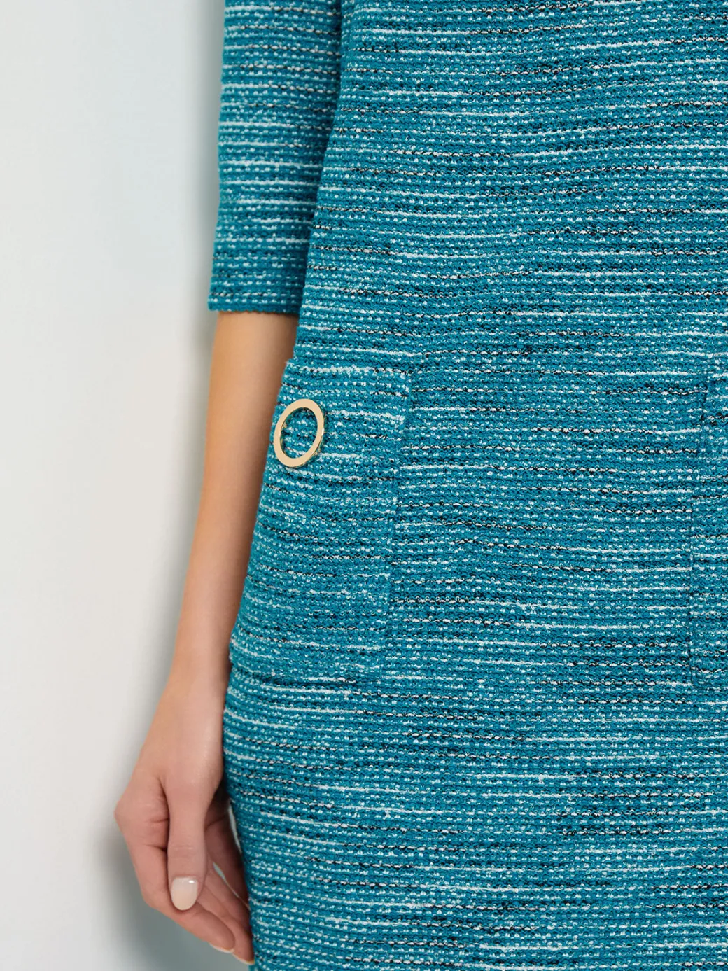 Tweed Knit Shift Dress with Pockets|Misook Online