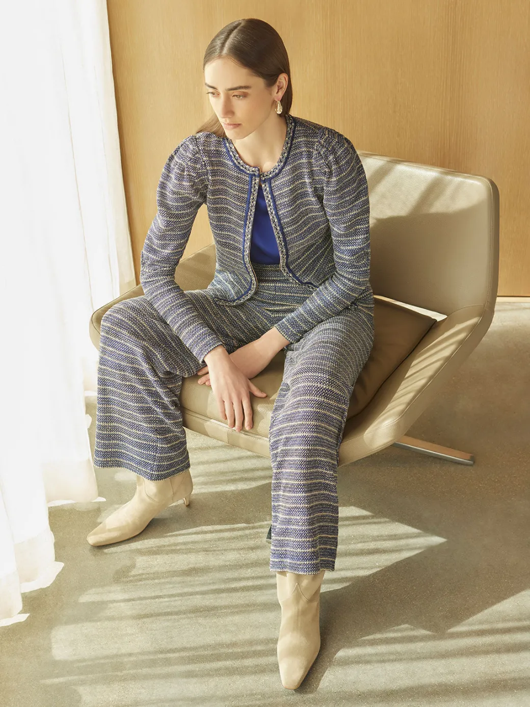 Tweed Knit Straight Leg Pant|Misook Sale