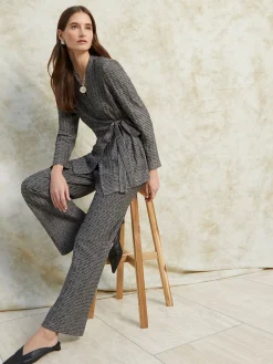 Tweed Wide Leg Knit Pants|Misook Hot
