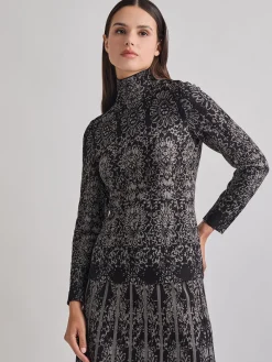 Two-Tone Damask Jacquard Knit Tunic|Misook Online