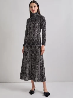 Two-Tone Damask Jacquard Knit Tunic|Misook Online