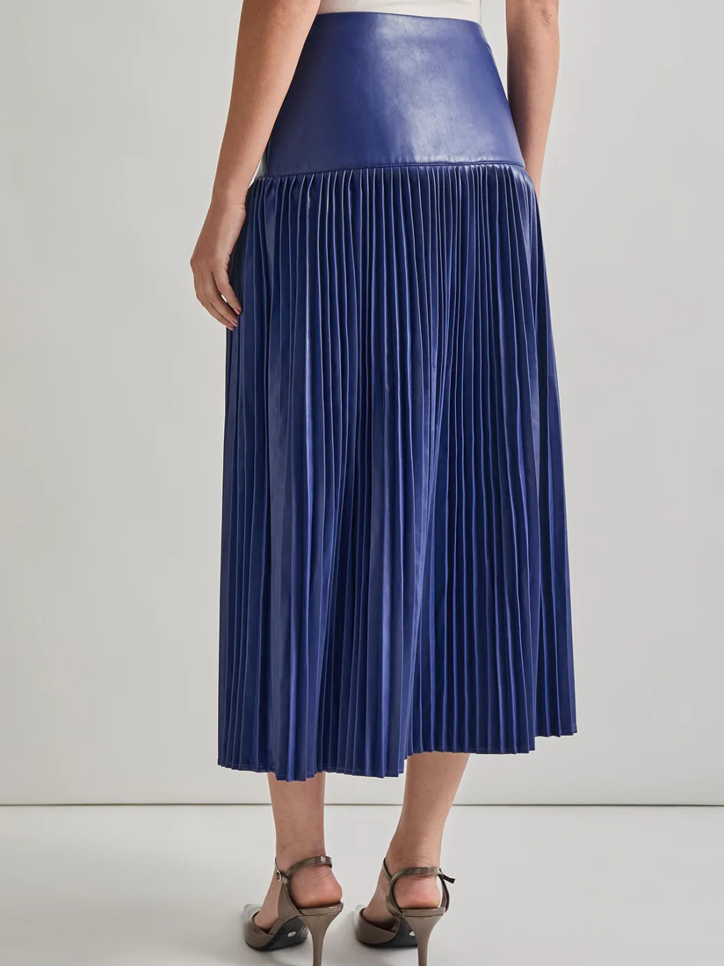 Vegan Leather Accordian Maxi Skirt|Misook Sale