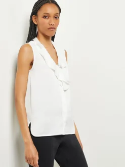 Waterfall Ruffle Crepe de Chine Blouse|Misook New