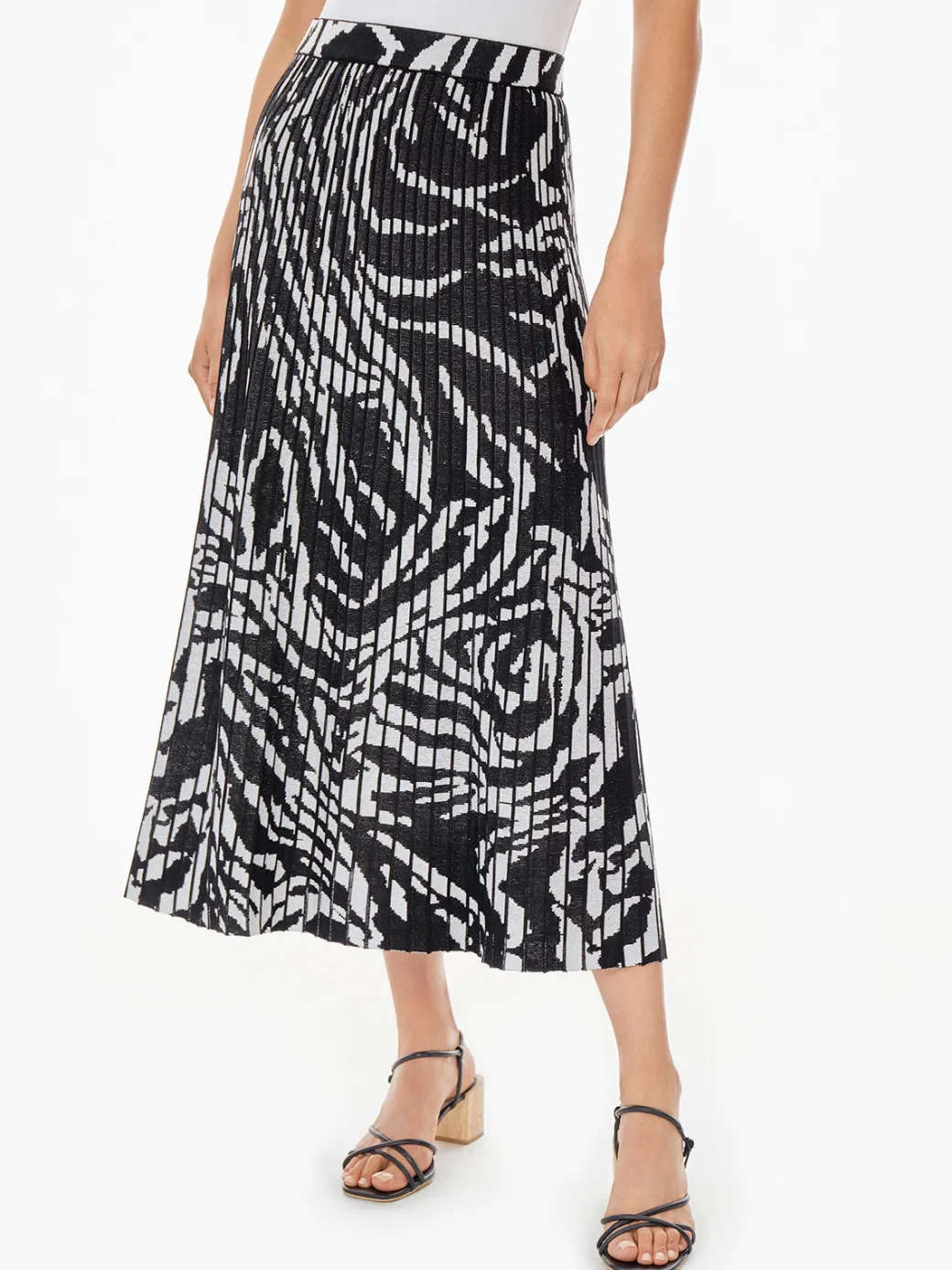 Zebra Swirl Soft Knit Skirt|Misook Sale